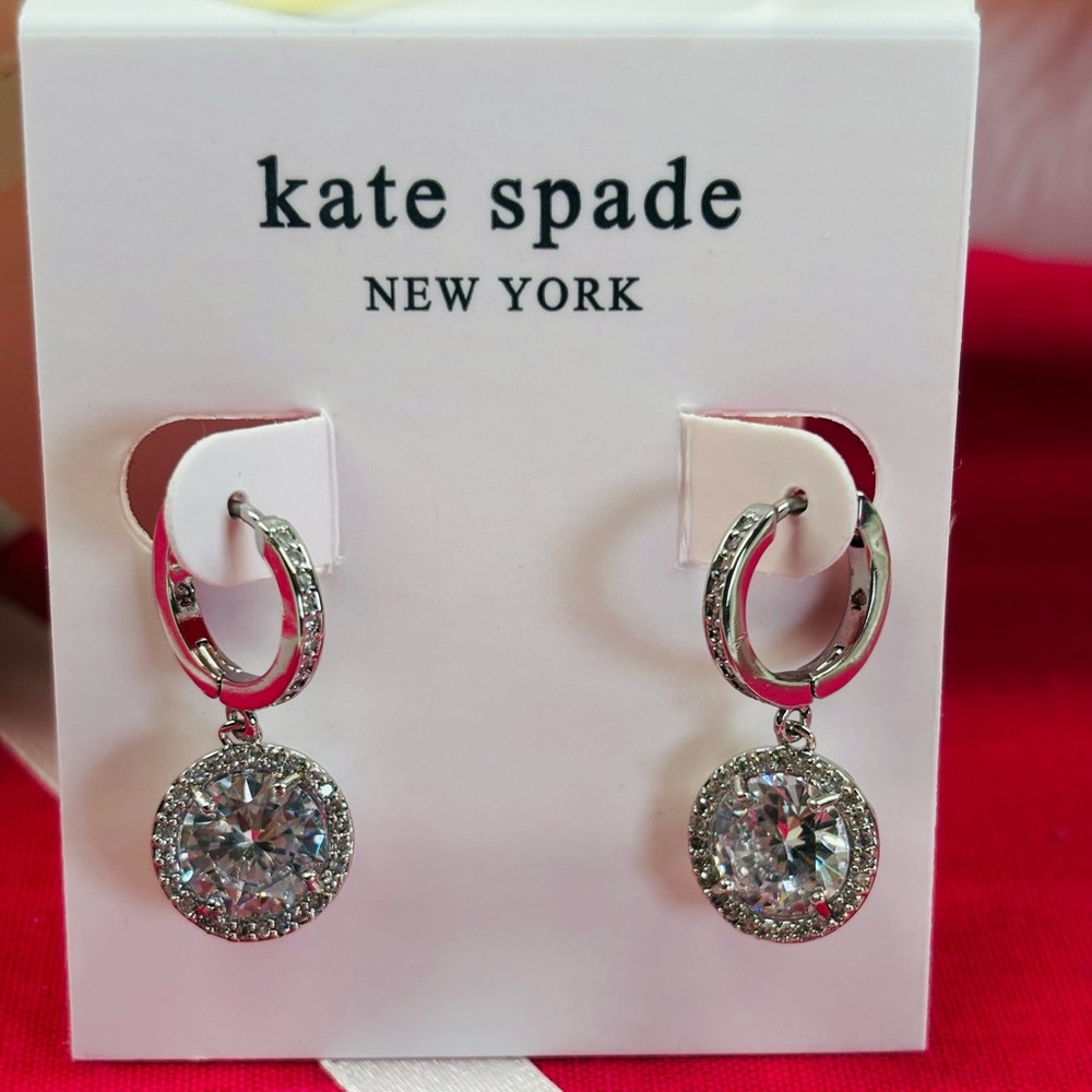 Kate Spade silver earrings. NWT. Retail $58. Something Sparkly Spade… - Picture 3 of 9
